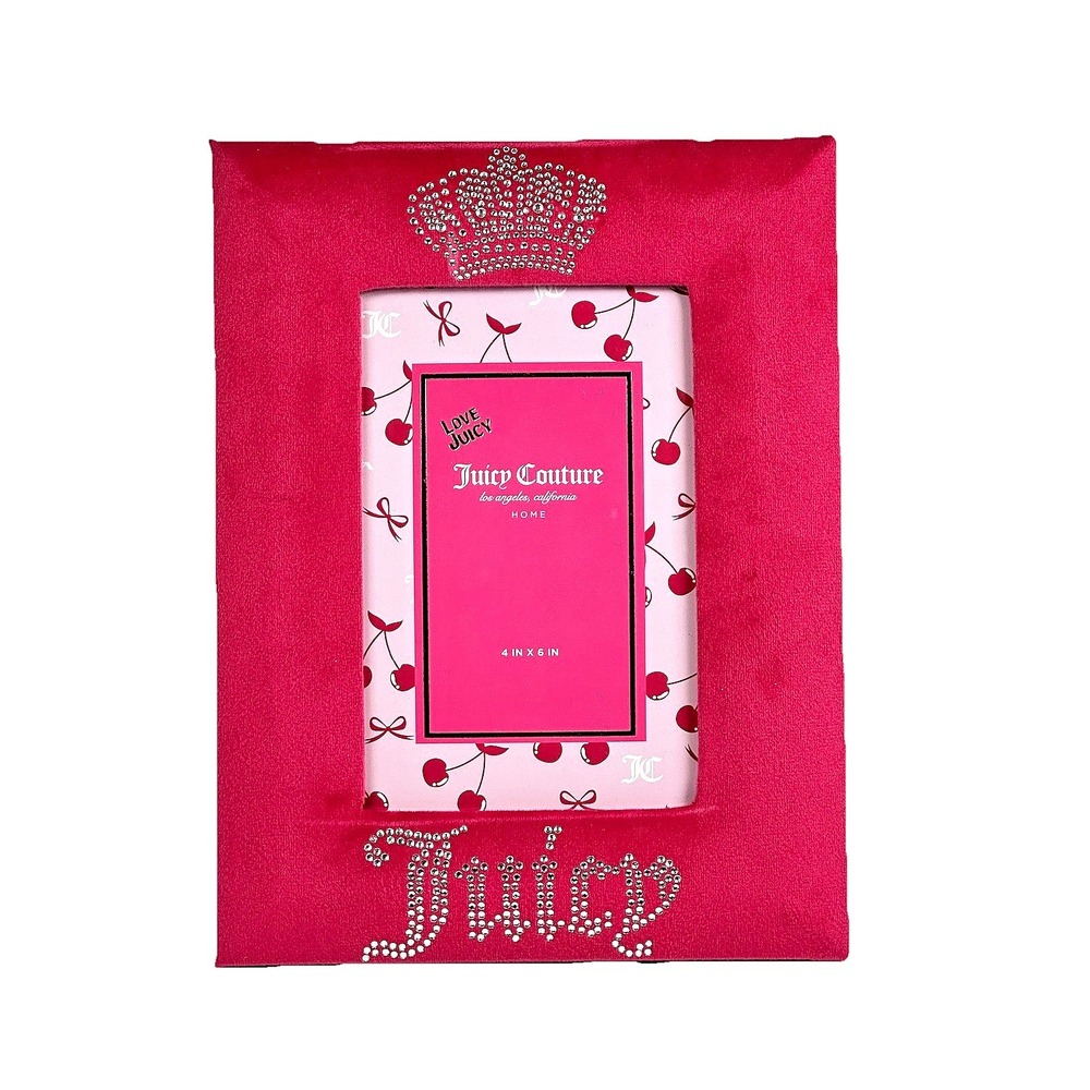 Juicy Couture Pink Velour Rhinestone Crown Photo Frame 4x6 Glam